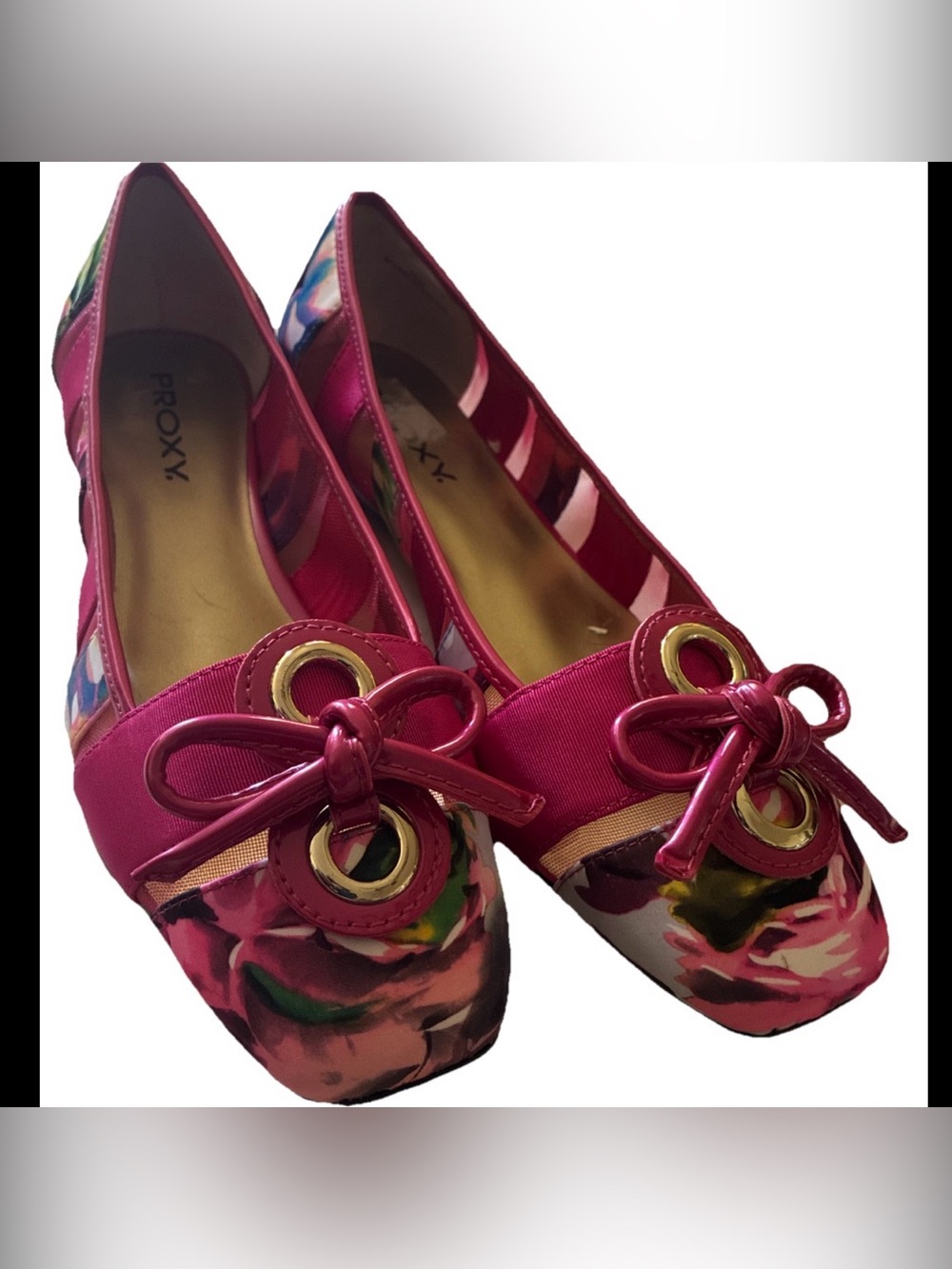 New! Proxy- Ballet Flats Fuchsia Sq Toe w/ Ribbon Mesh trim & bow accent SZ 11W